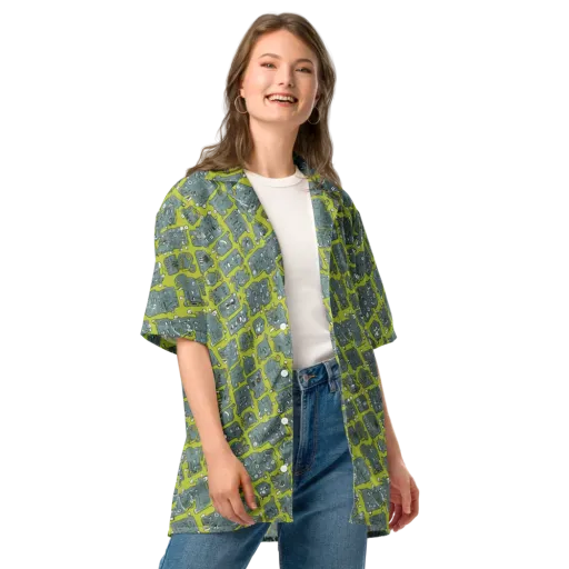 Lime Circuit on a Button Shirt