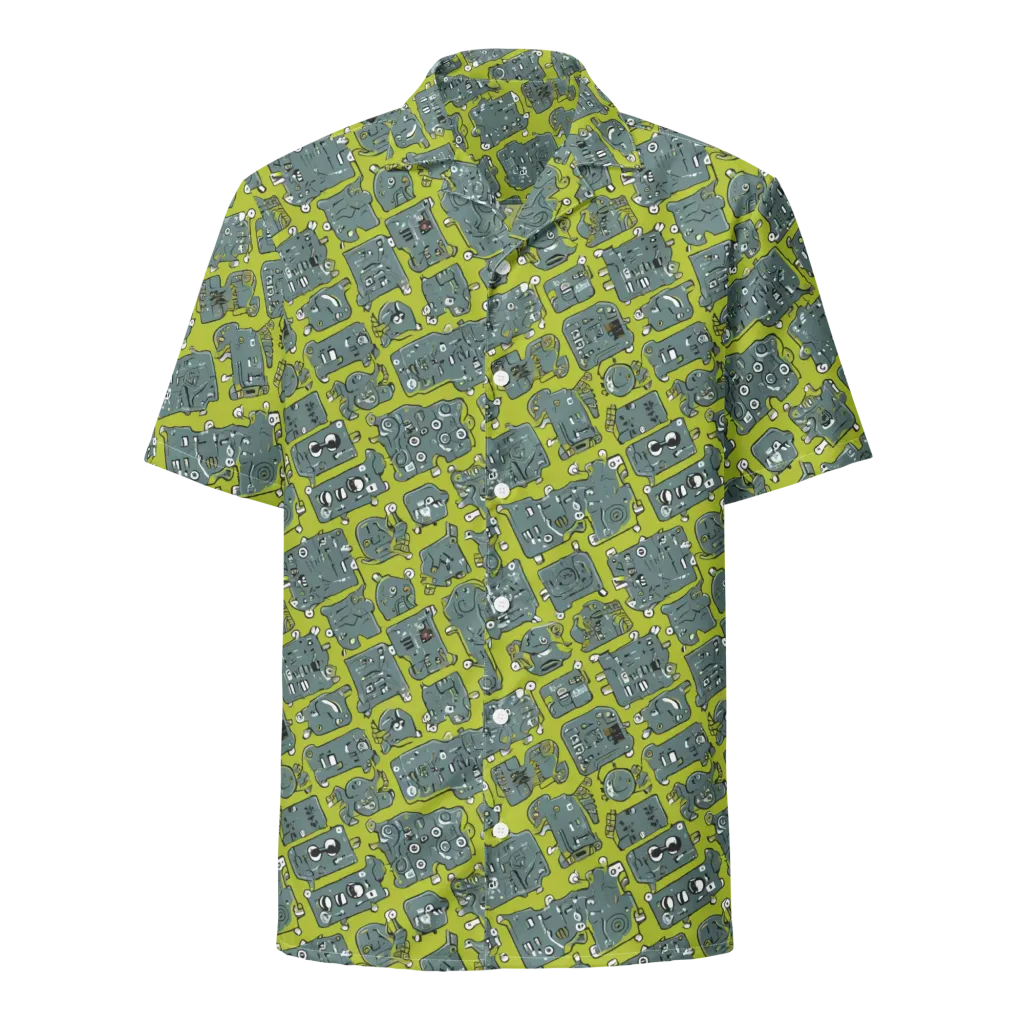 Lime Circuit on Button Shirt — Front
