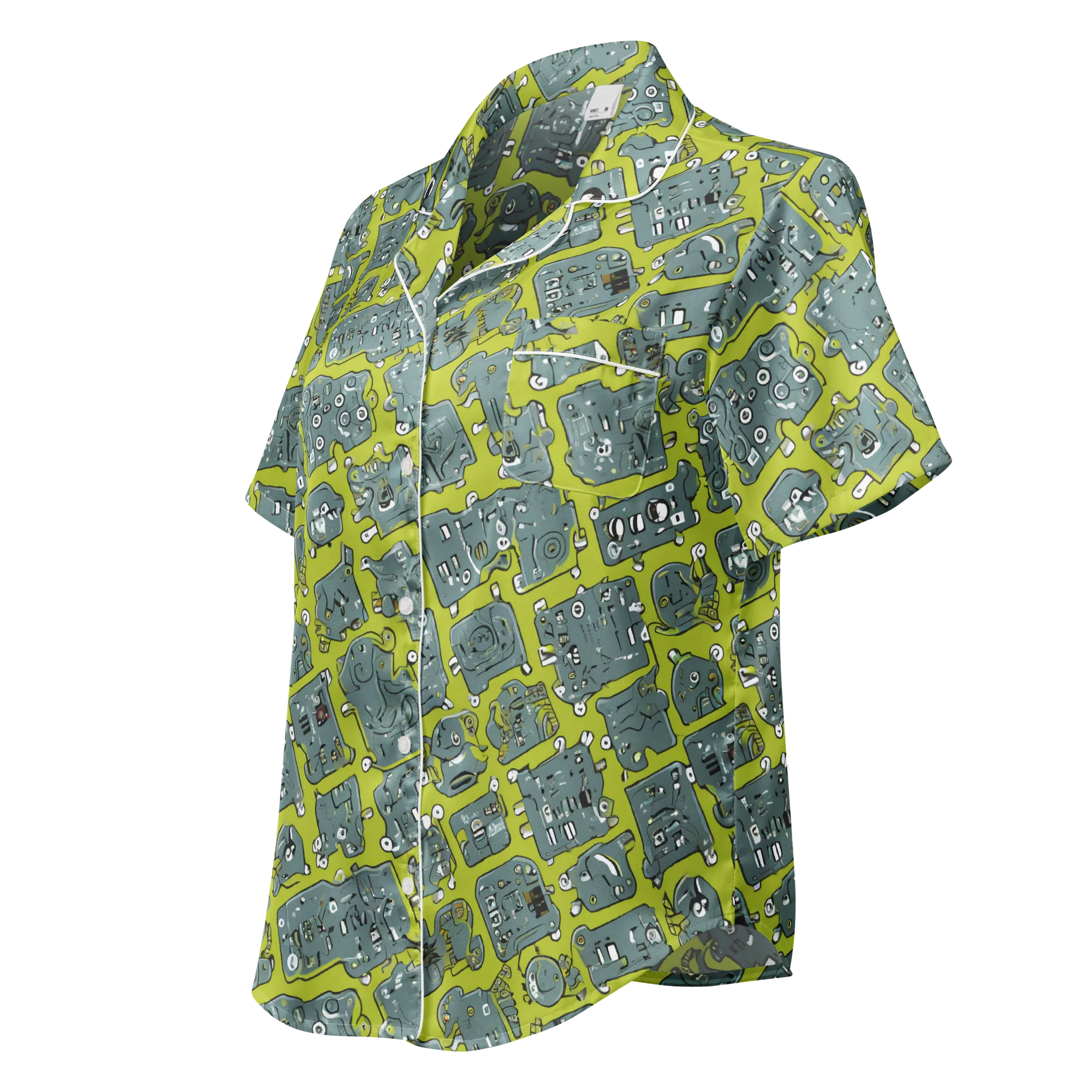 Lime Circuit on Women's Short Sleeve Pajama Top — Left Front