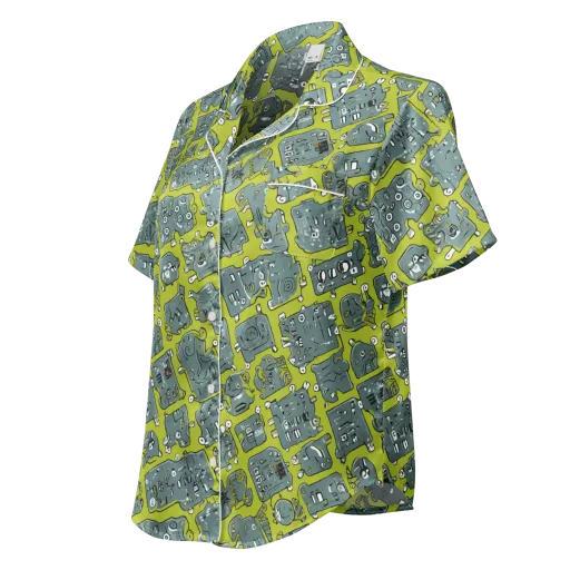 Lime Circuit on a Women's Short Sleeve Pajama Top