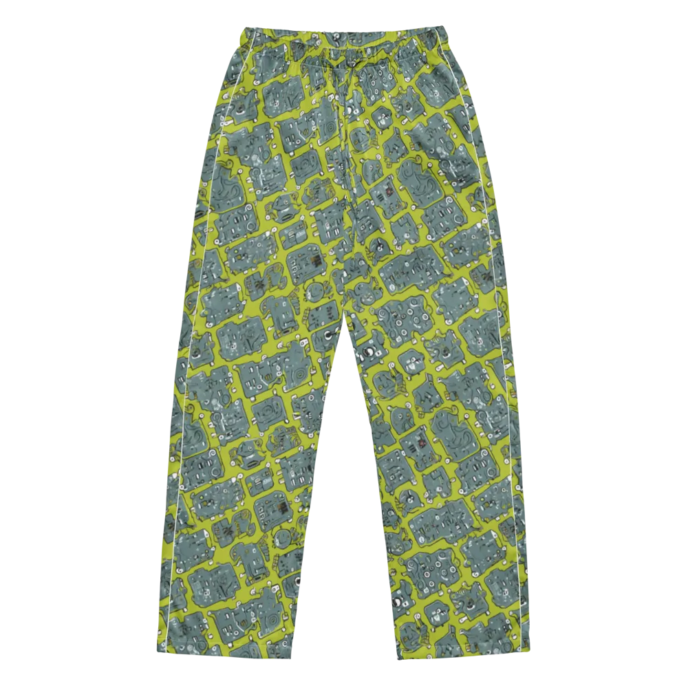 Lime Circuit on Women's Pajama Pants — Front