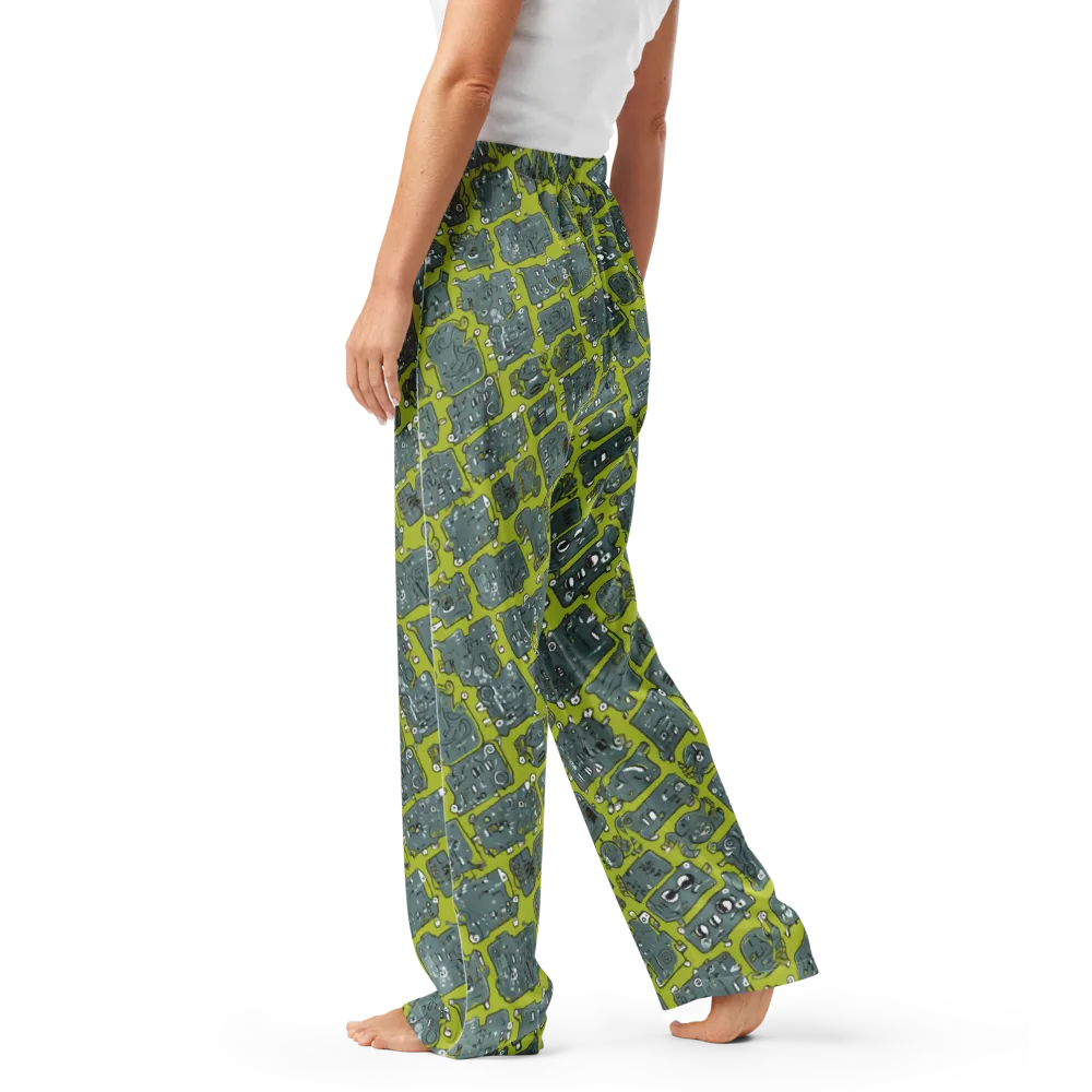 Lime Circuit on Women's Pajama Pants — Left