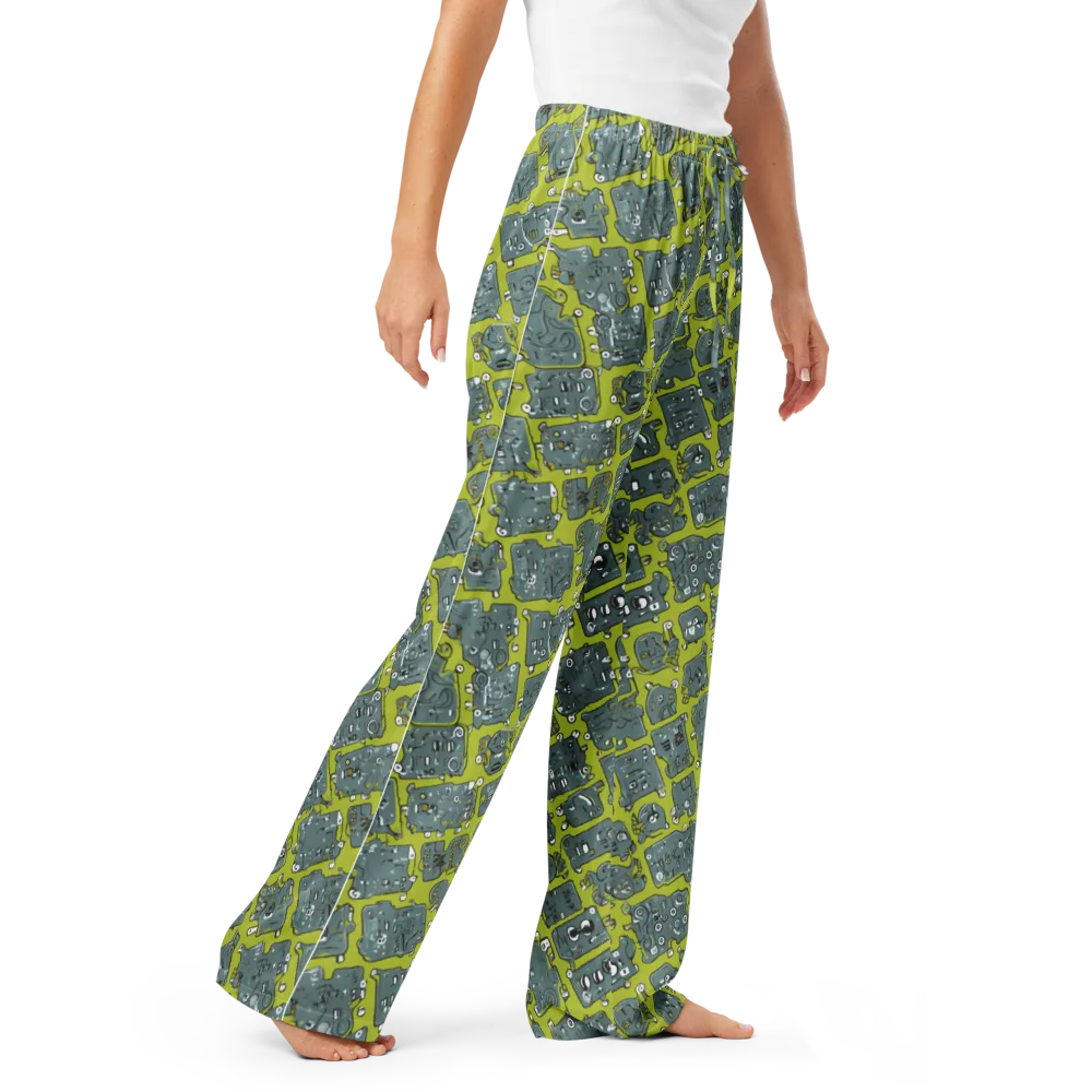 Lime Circuit on Women's Pajama Pants — Right Front