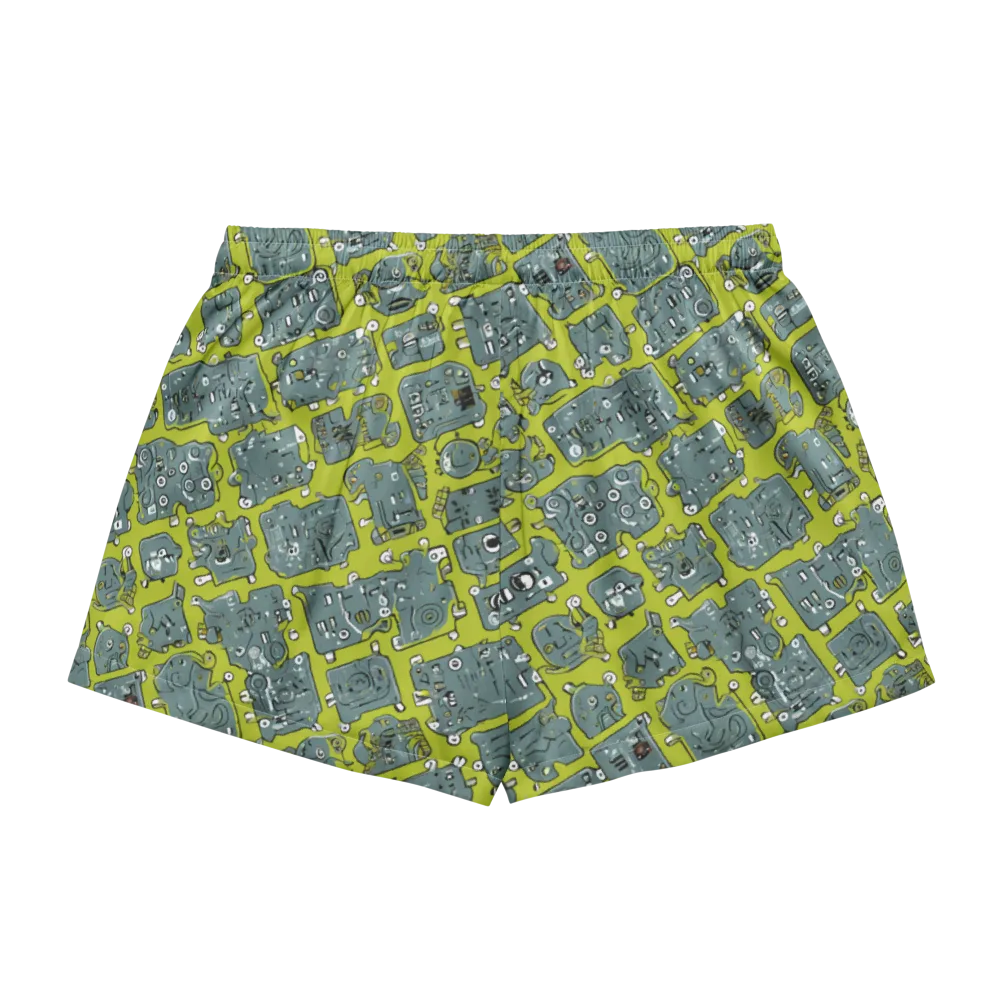 Lime Circuit on Women's Pajama Shorts — Back