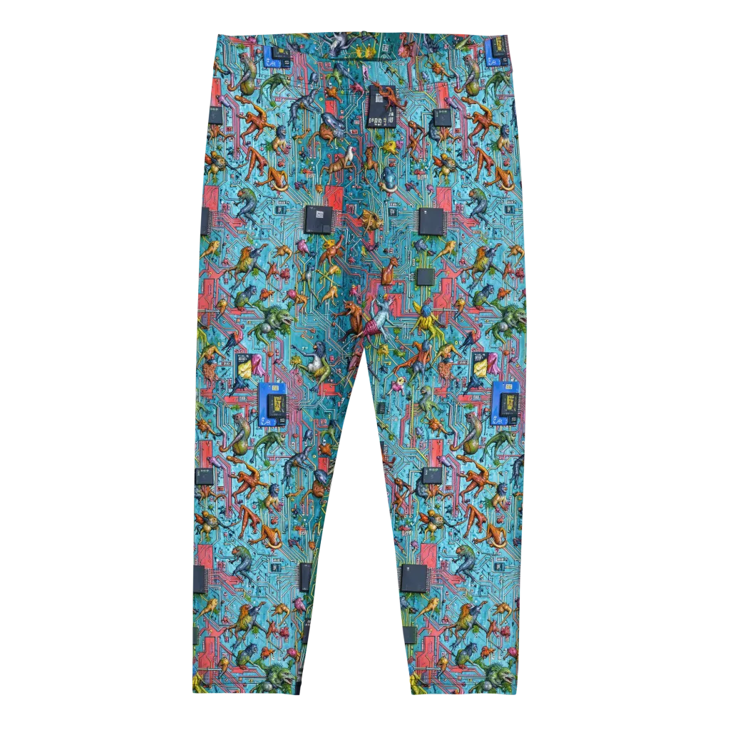 Circuit Menagerie on Capri Leggings — Front