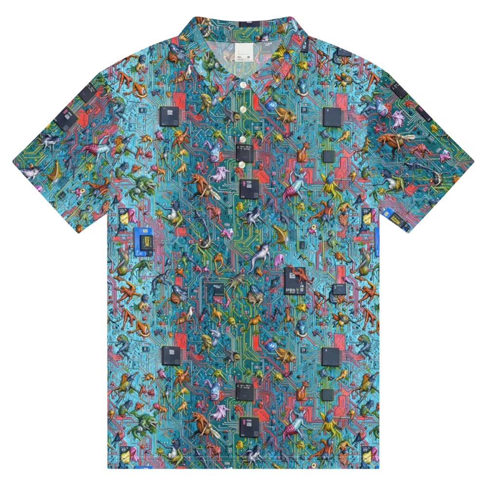 Circuit Menagerie on Men's Slim Fit Polo Shirt — Front