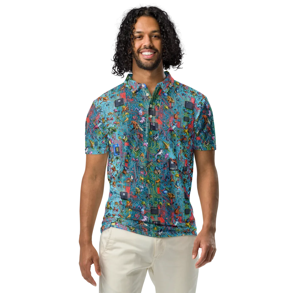 Circuit Menagerie on Men's Slim Fit Polo Shirt — Front