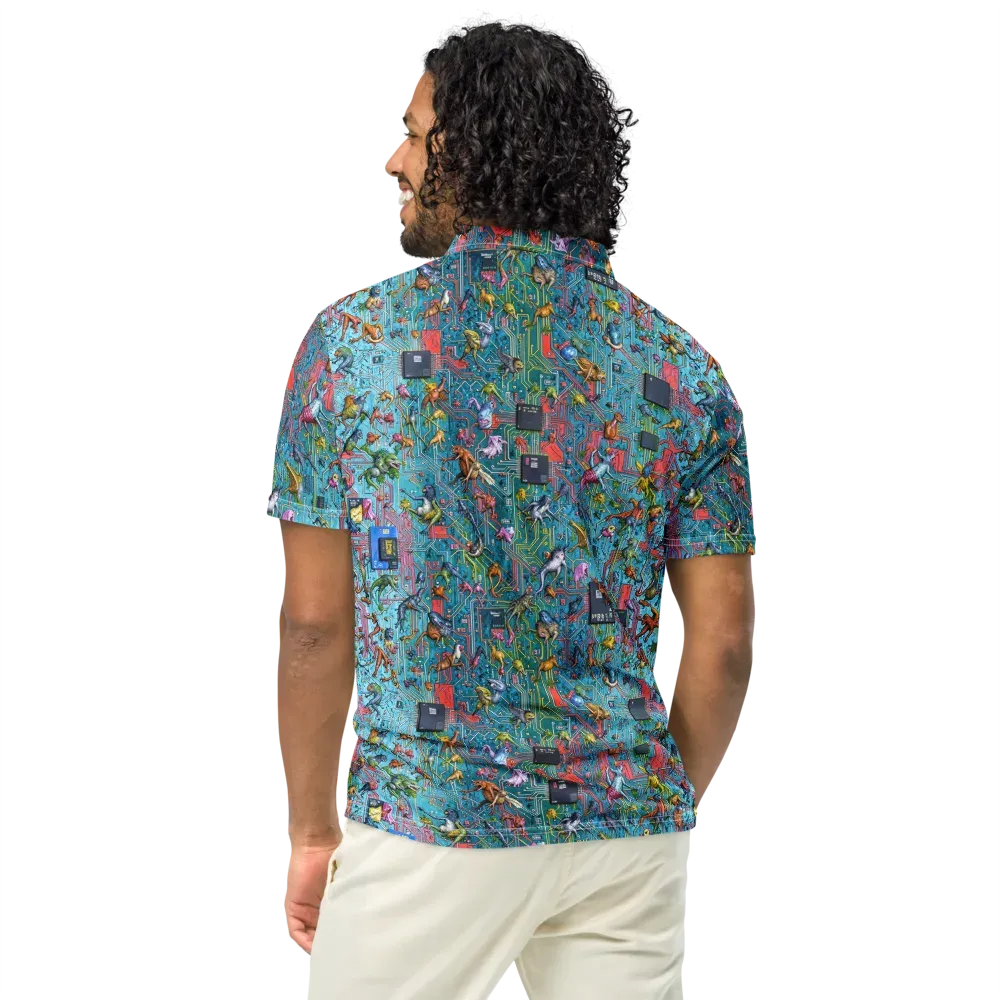 Circuit Menagerie on Men's Slim Fit Polo Shirt — Back
