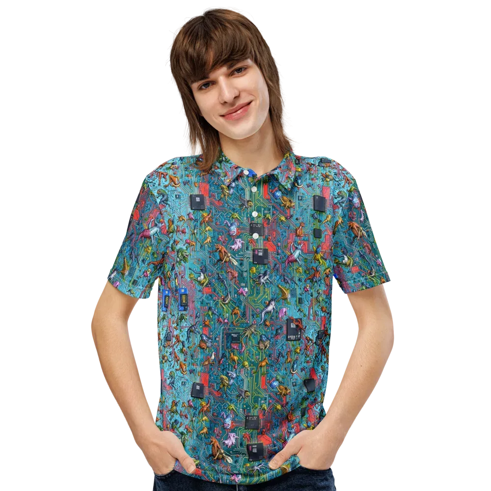 Circuit Menagerie on Men's Slim Fit Polo Shirt — Front