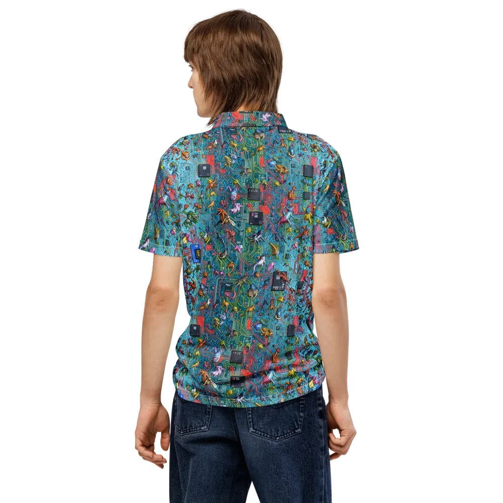Circuit Menagerie on Men's Slim Fit Polo Shirt — Back