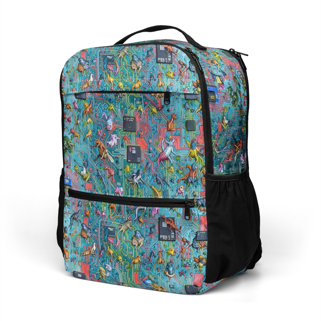 Circuit Menagerie on Utility Backpack — Left Front