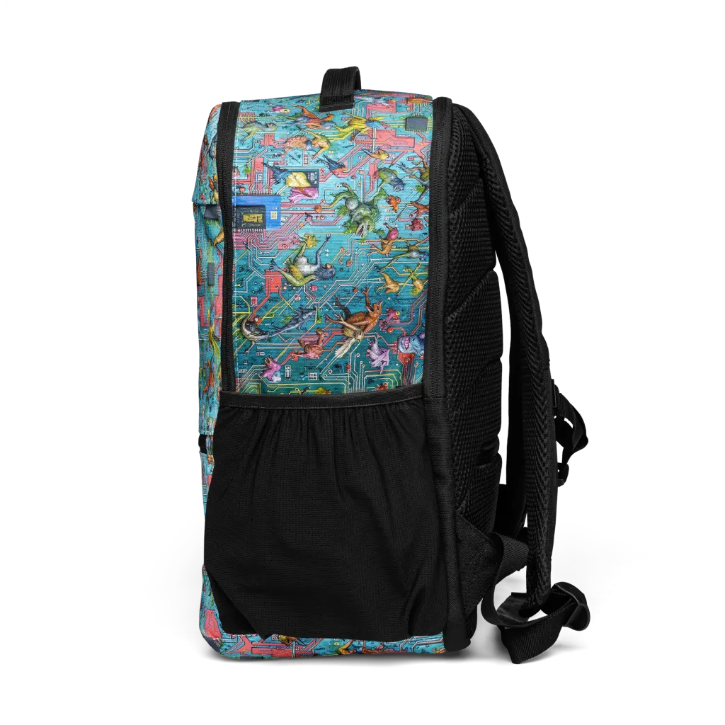 Circuit Menagerie on Utility Backpack — Left