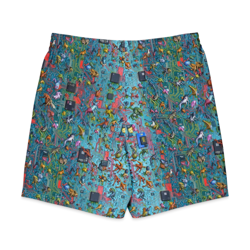 Circuit Menagerie on Men's Board Shorts — Back