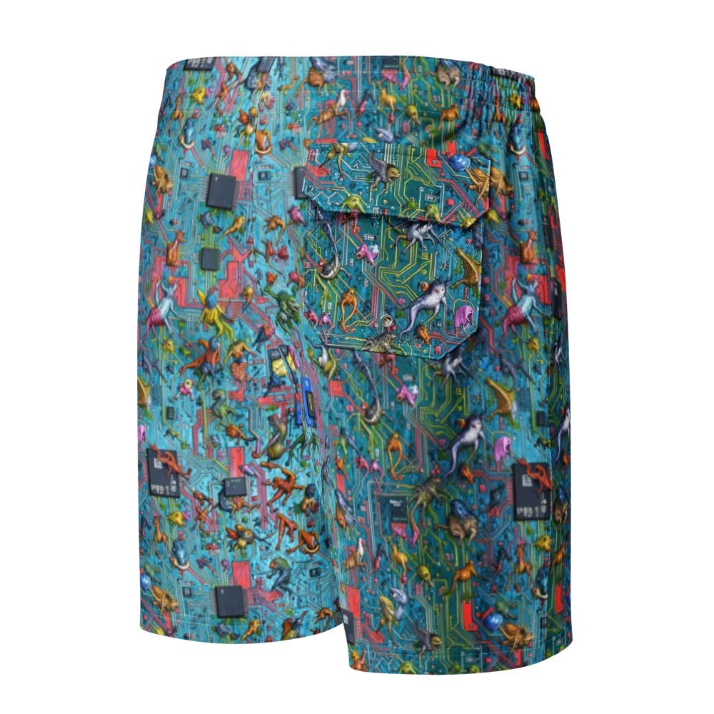 Circuit Menagerie on Men's Board Shorts — Back