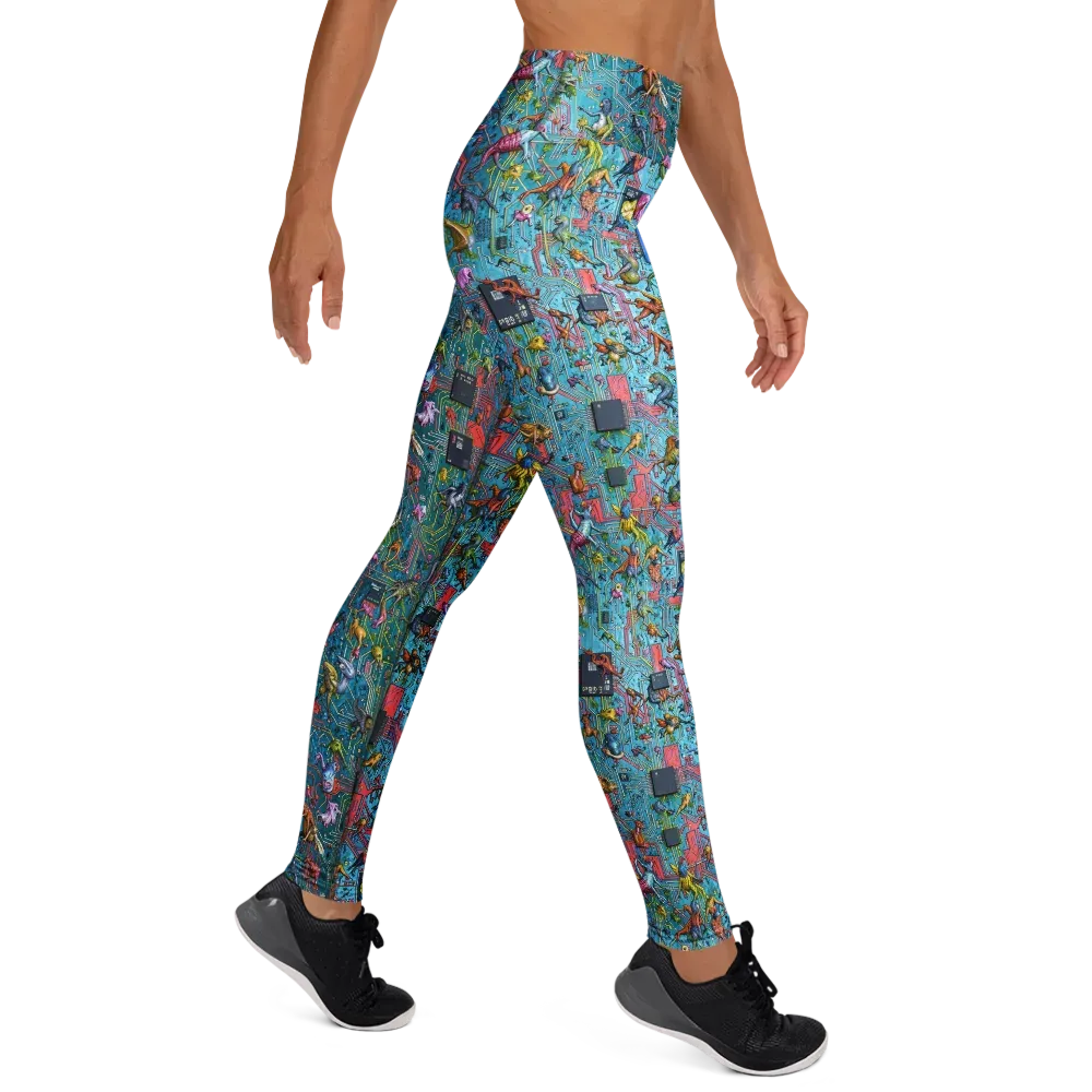 Circuit Menagerie on Yoga Leggings — Right