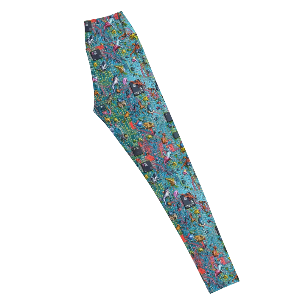 Circuit Menagerie on Yoga Leggings — Right