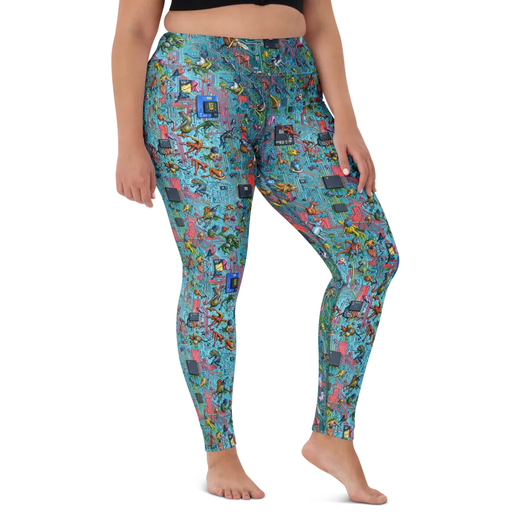 Circuit Menagerie on Yoga Leggings — Front