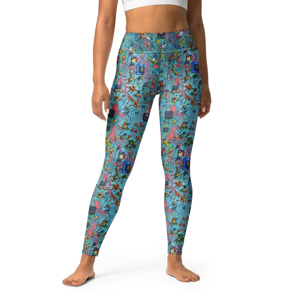 Circuit Menagerie on Yoga Leggings — Front