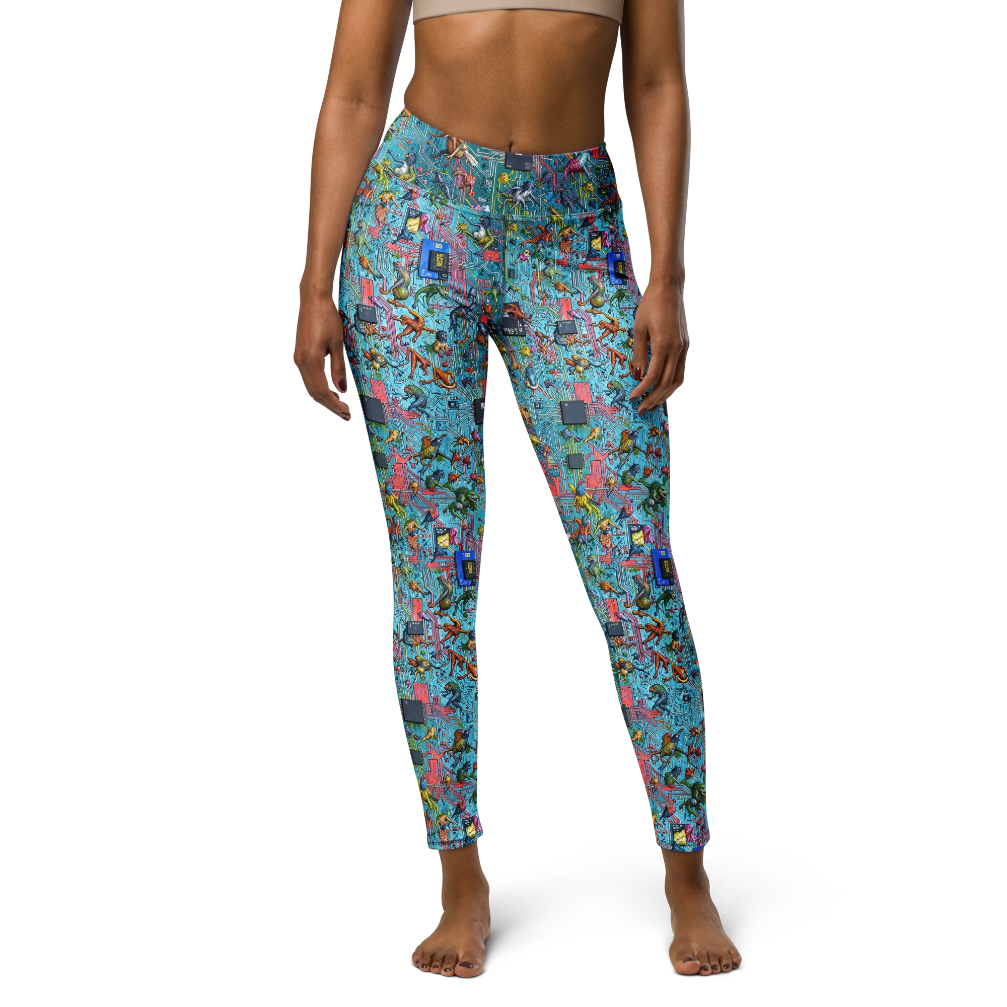 Circuit Menagerie on Yoga Leggings — Front