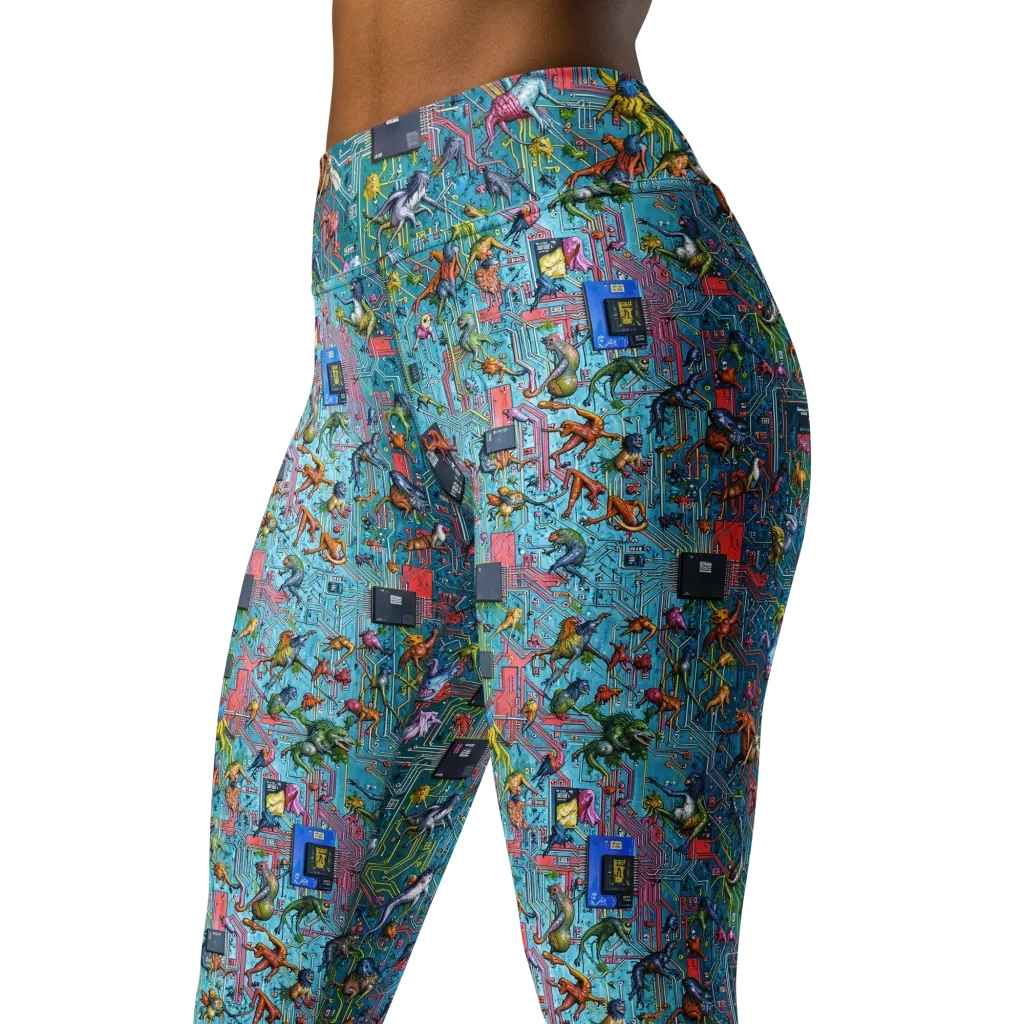 Circuit Menagerie on Yoga Leggings — Left Front