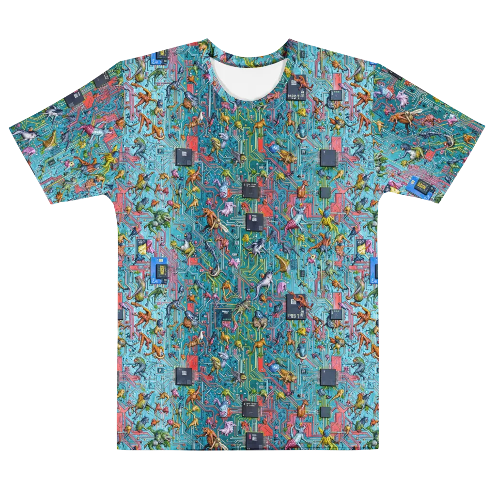 Circuit Menagerie on Men's Cotton Crew Neck T-Shirt — Front