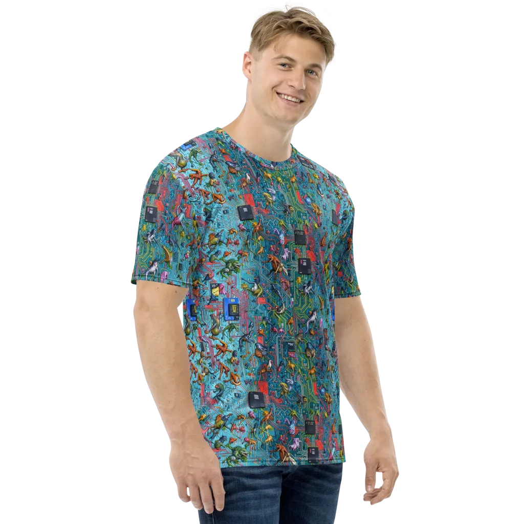 Circuit Menagerie on Men's Crew Neck T-Shirt — Right