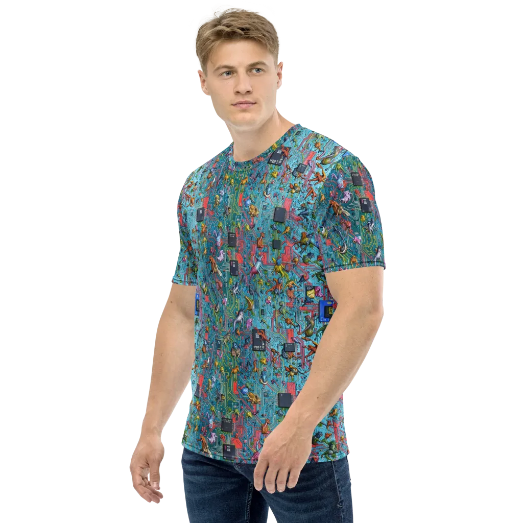 Circuit Menagerie on Men's Crew Neck T-Shirt — Left