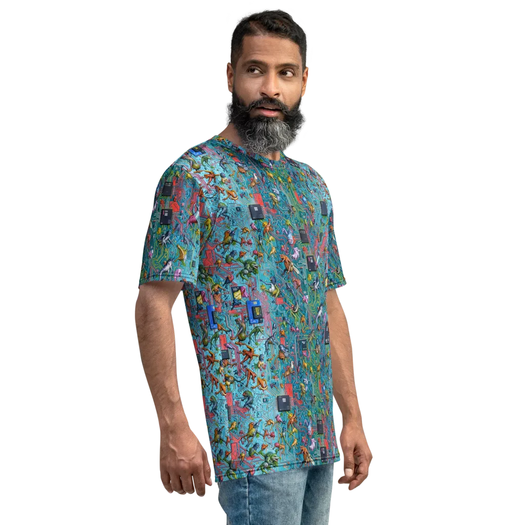 Circuit Menagerie on Men's Crew Neck T-Shirt — Right