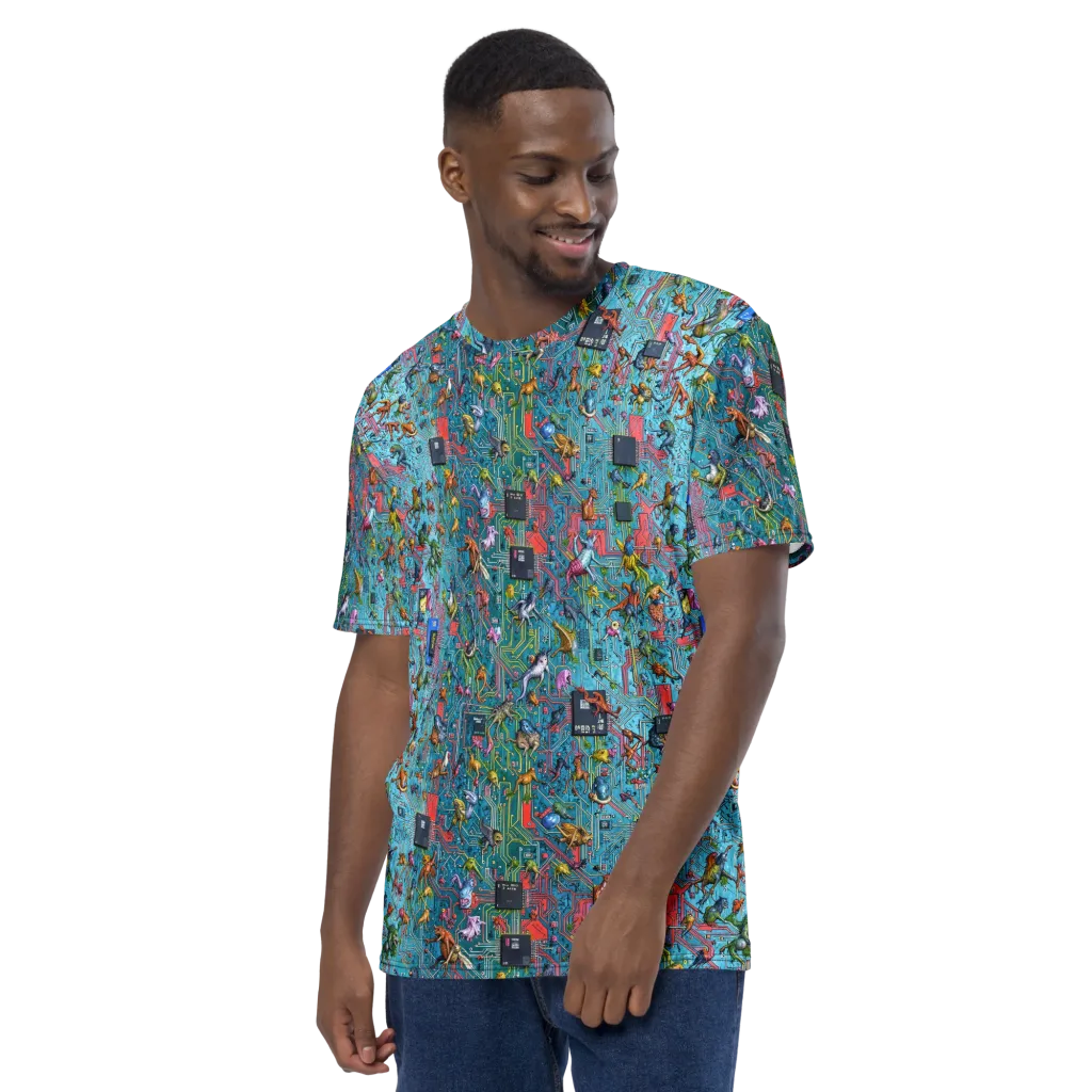 Circuit Menagerie on Men's Crew Neck T-Shirt — Left