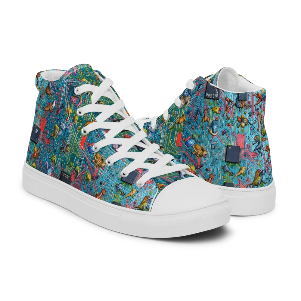 Circuit Menagerie on Men's High Top Canvas Shoes — Right