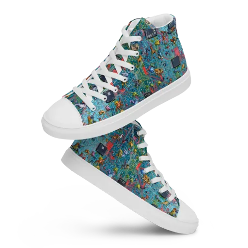 Circuit Menagerie on a Men's High Top Canvas Shoes
