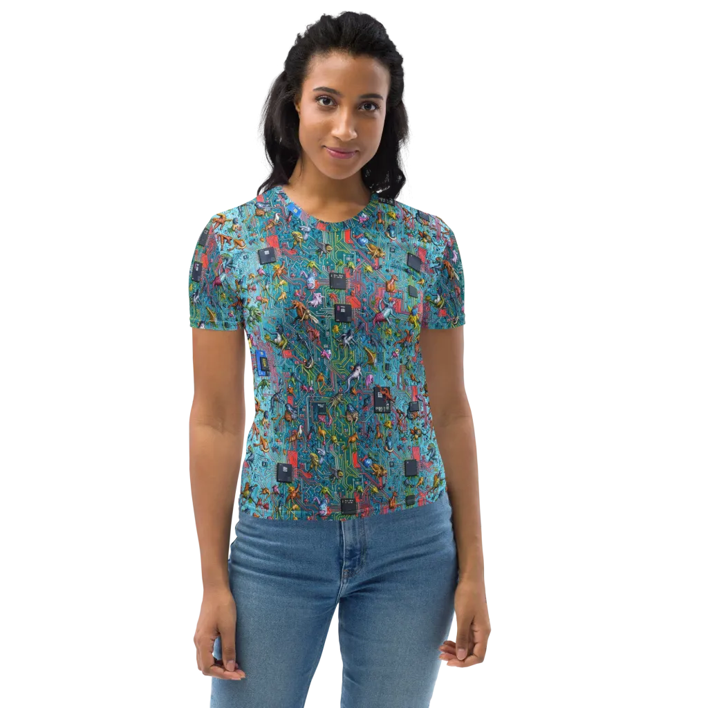 Circuit Menagerie on Women's Crew Neck T-Shirt — Front