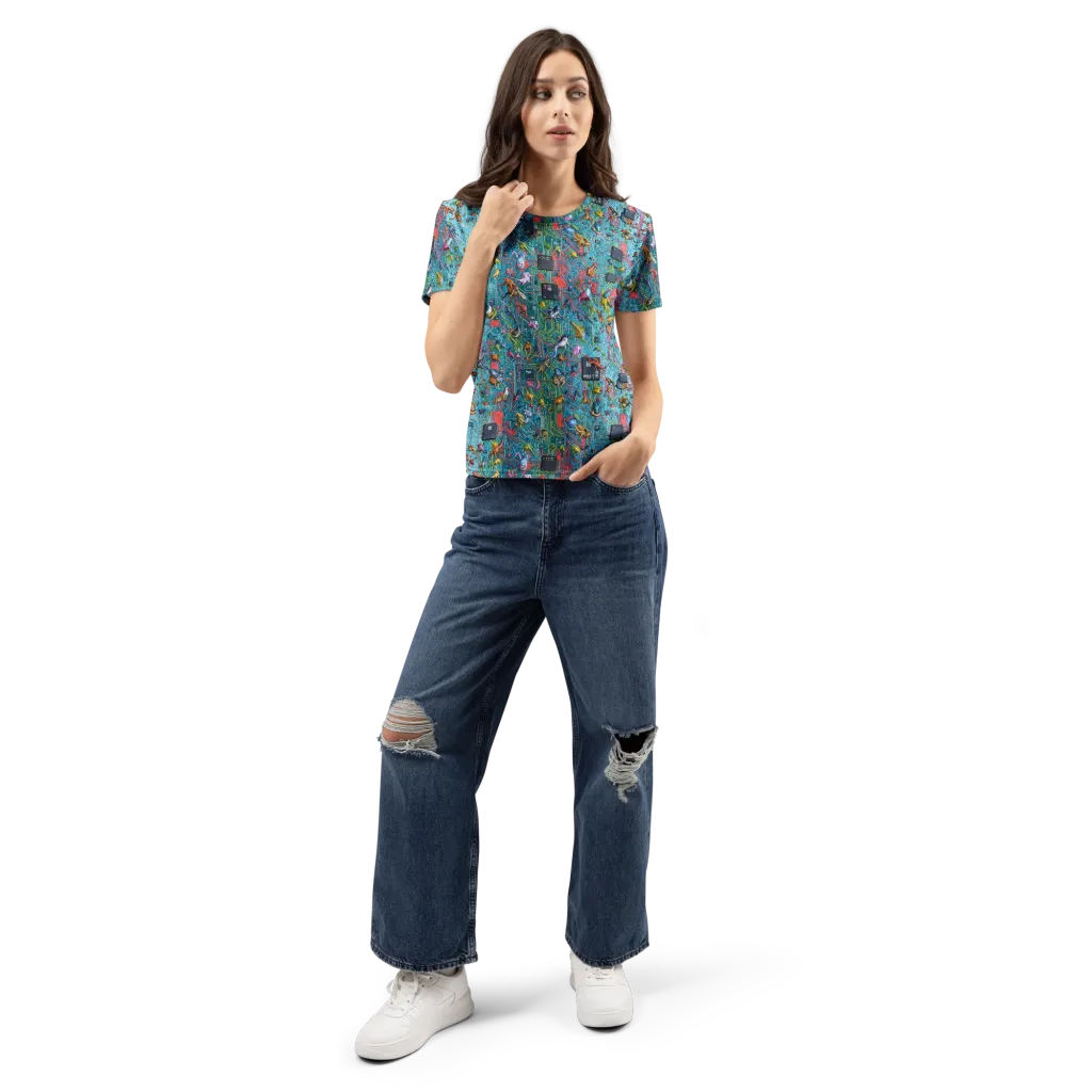 Circuit Menagerie on Women's Crew Neck T-Shirt — Front