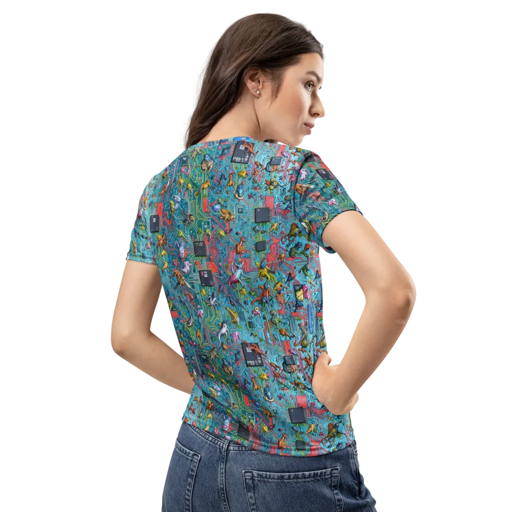 Circuit Menagerie on Women's Crew Neck T-Shirt — Back