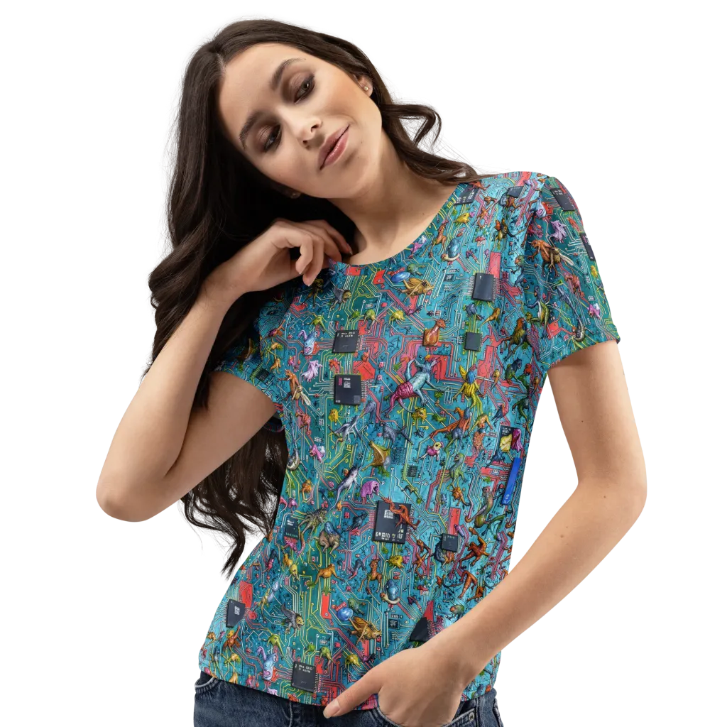 Circuit Menagerie on Women's Crew Neck T-Shirt — Left Front