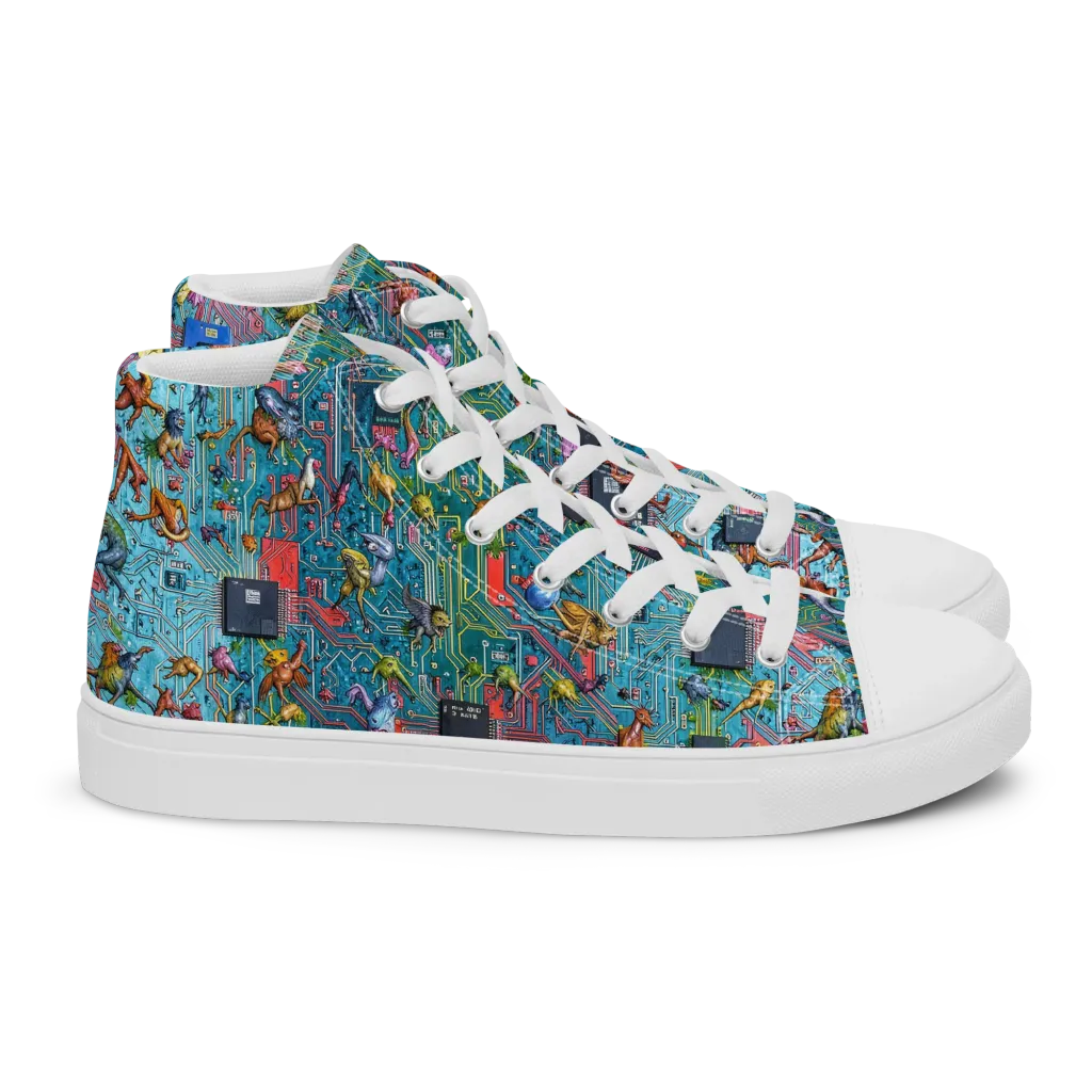 Circuit Menagerie on Women's High Top Canvas Shoes — Right