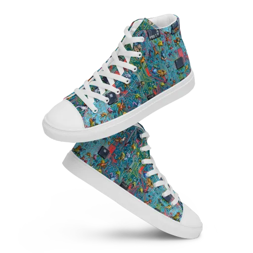 Circuit Menagerie on a Women's High Top Canvas Shoes