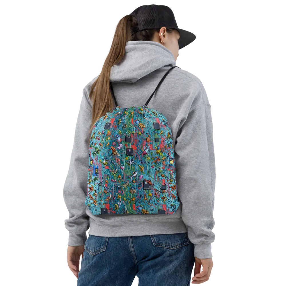 Circuit Menagerie on Drawstring Bag — Front