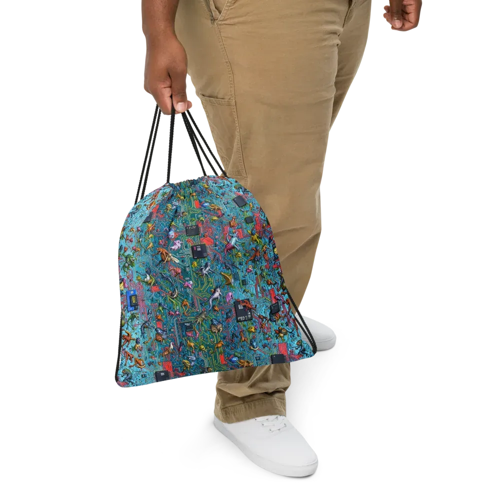 Circuit Menagerie on Drawstring Bag — Front