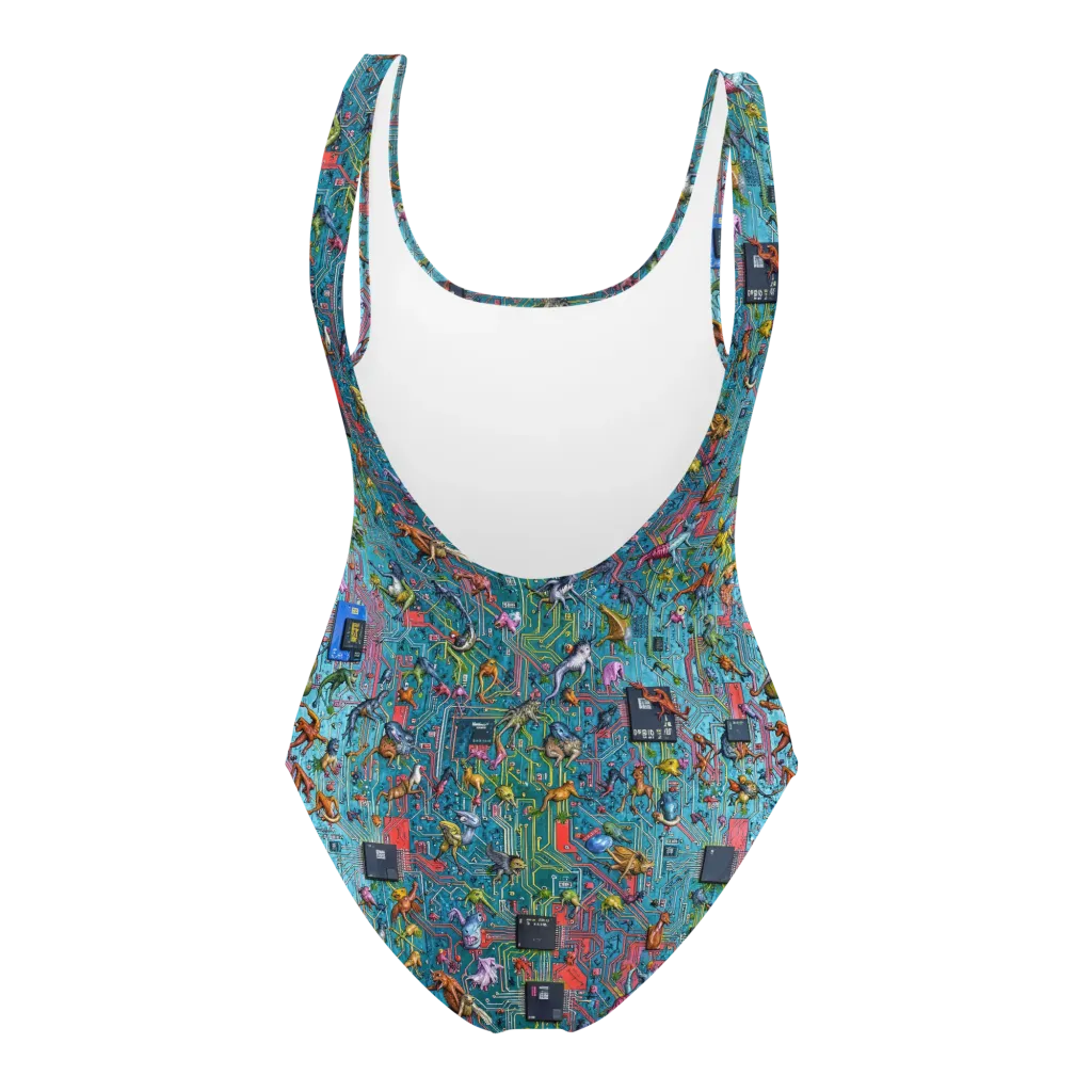 Circuit Menagerie on One-Piece Swimsuit — Back
