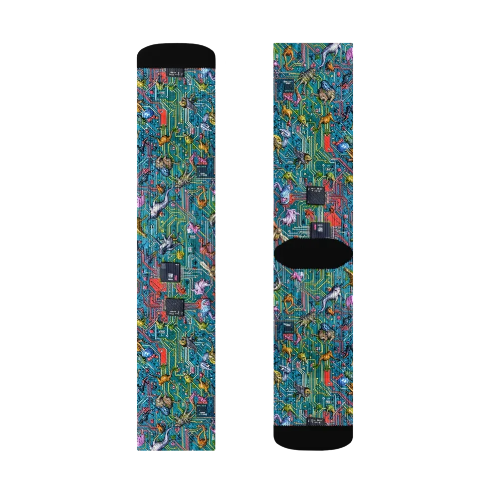 Circuit Menagerie on Socks — Right Sock