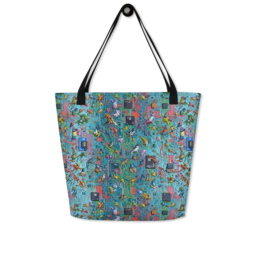Circuit Menagerie on Large Tote Bag W/ Pocket — Front