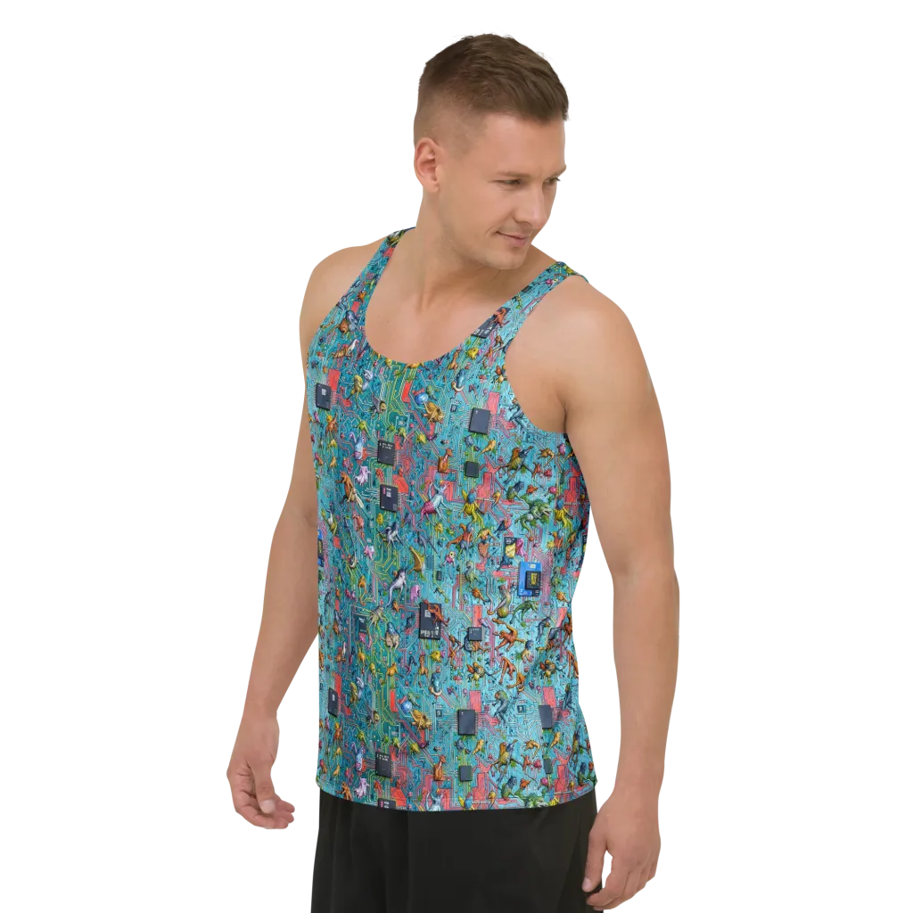 Circuit Menagerie on Men's Tank Top — Left Front