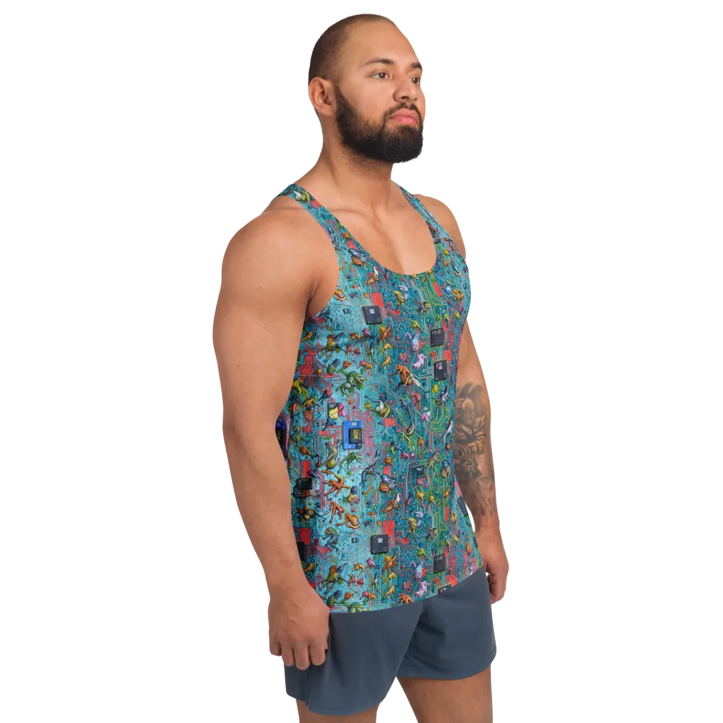 Circuit Menagerie on Men's Tank Top — Right Front