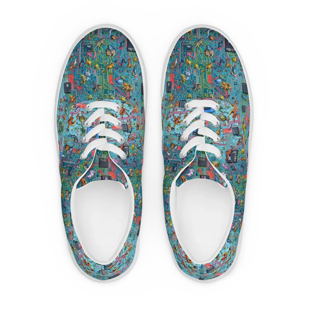 Circuit Menagerie on Men's Lace-Up Canvas Shoes — Front