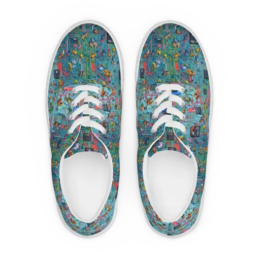 Circuit Menagerie on a Men's Lace-Up Canvas Shoes
