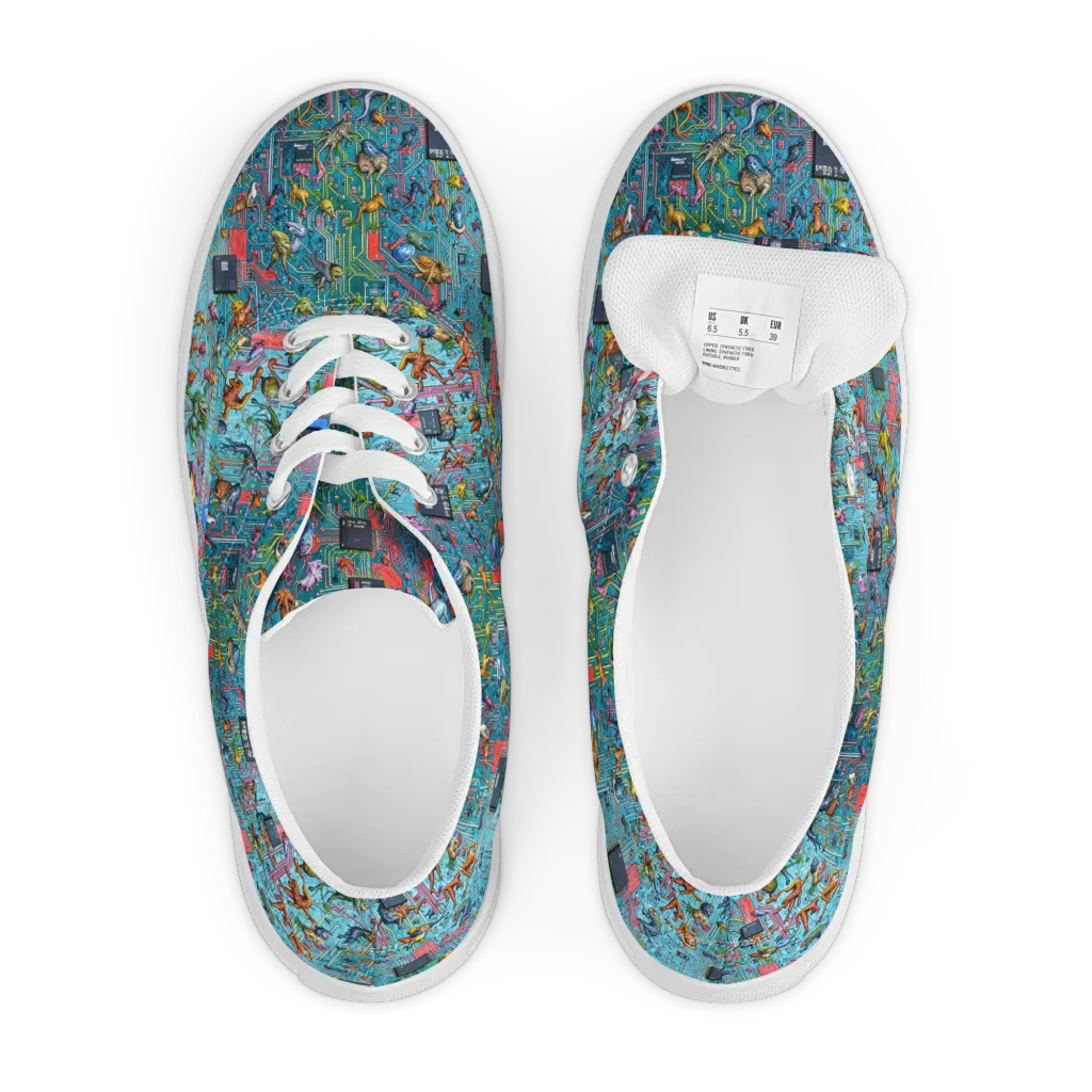 Circuit Menagerie on Men's Lace-Up Canvas Shoes — Front