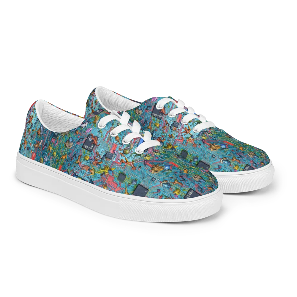 Circuit Menagerie on Men's Lace-Up Canvas Shoes — Right Front