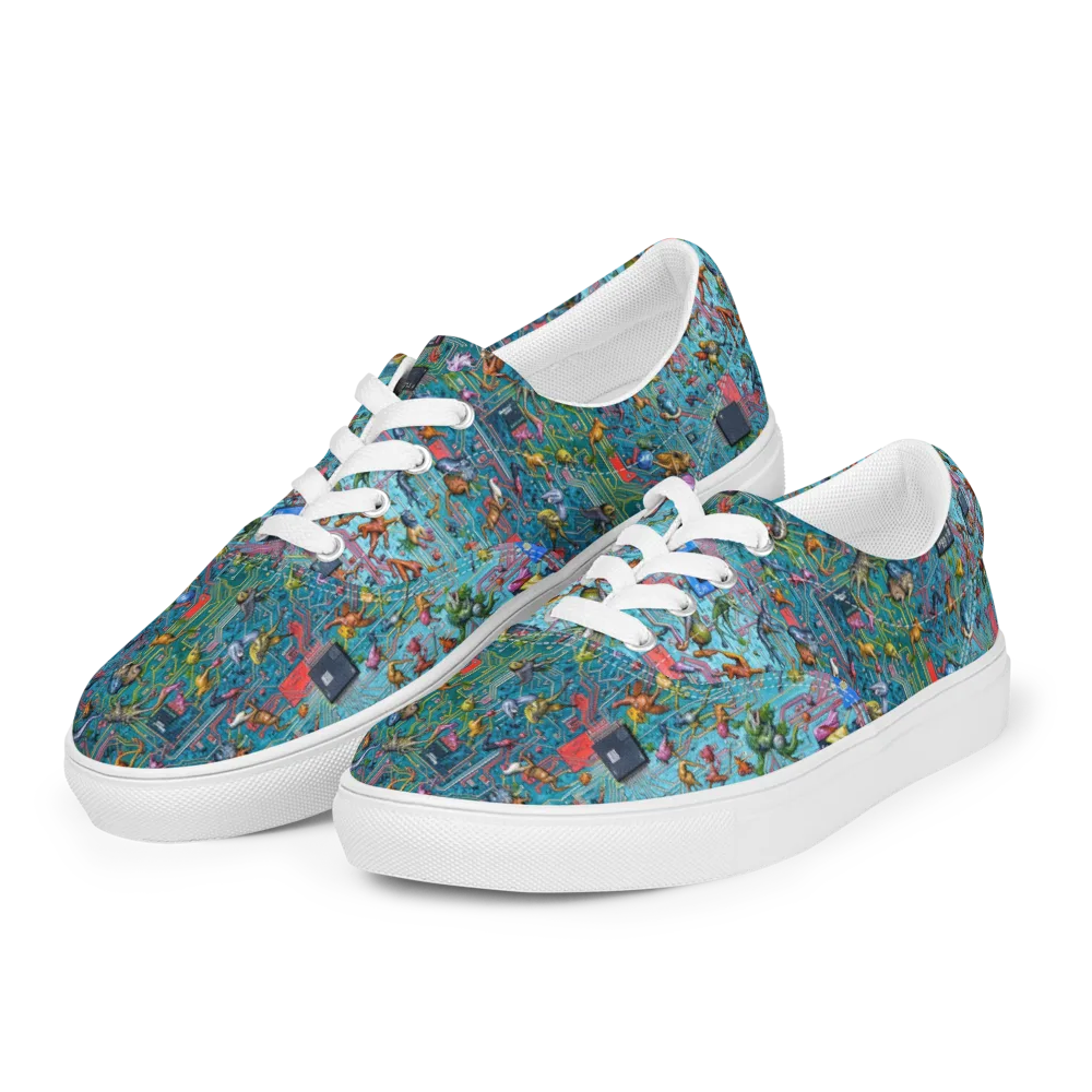 Circuit Menagerie on Men's Lace-Up Canvas Shoes — Left Front