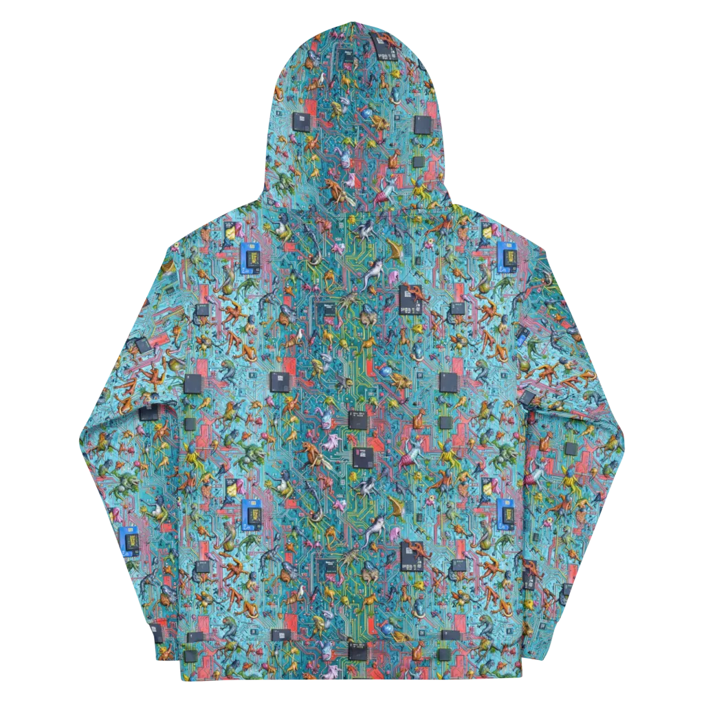 Circuit Menagerie on Cotton Hoodie — Back